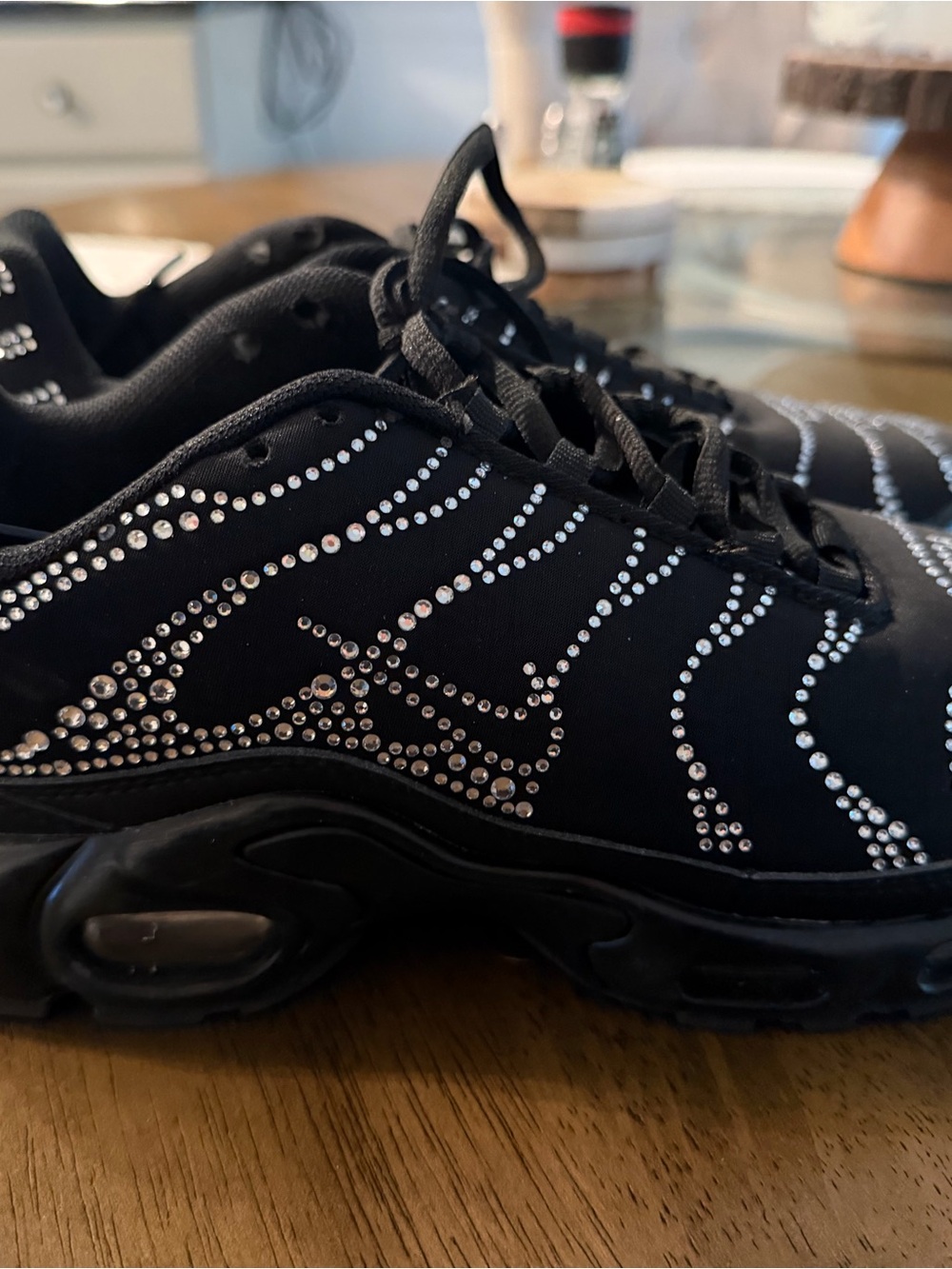 Women's Black Rhinestone Sneakers - Brand Unknown
